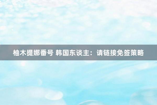 柚木提娜番号 韩国东谈主：请链接免签策略
