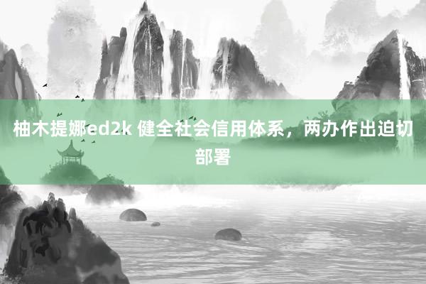 柚木提娜ed2k 健全社会信用体系，两办作出迫切部署