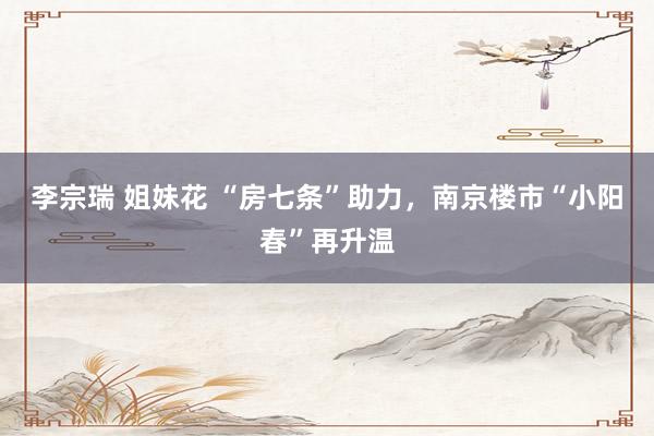 李宗瑞 姐妹花 “房七条”助力，南京楼市“小阳春”再升温