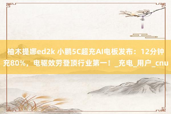 柚木提娜ed2k 小鹏5C超充AI电板发布：12分钟充80%，电驱效劳登顶行业第一！_充电_用户_cnu